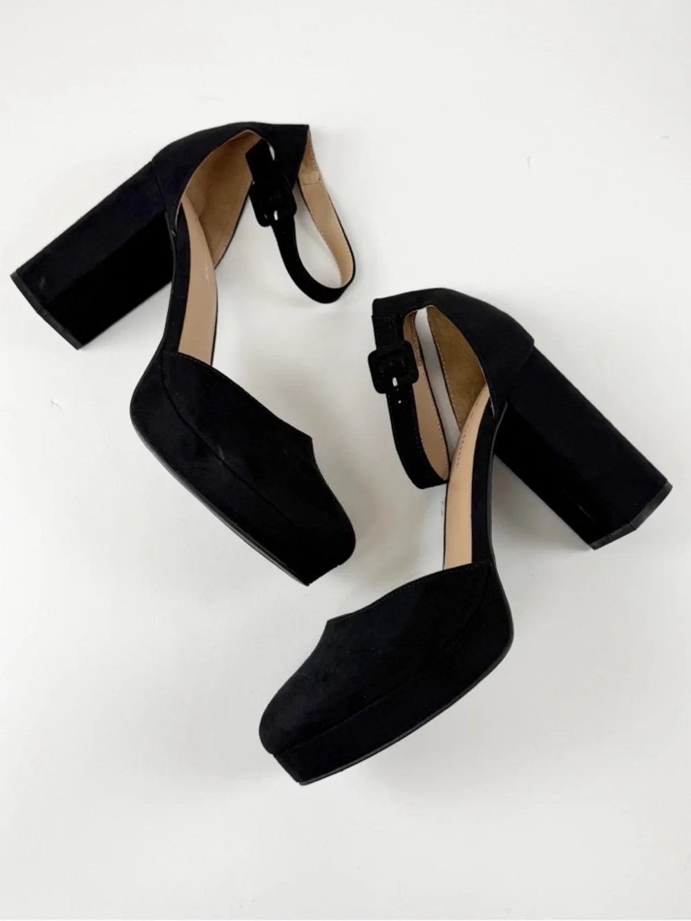 Sun + Stone Birdey Ankle Strap Block Heel Platform Pumps Womens 11M Black NEW